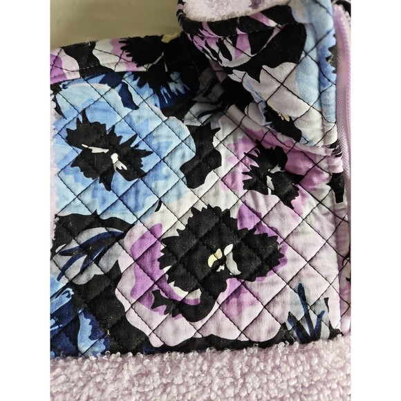Vera Bradley Plum Pansies Lavender Teddy Fleece 1/4 Zip Pullover Sz Large - Picture 3 of 13